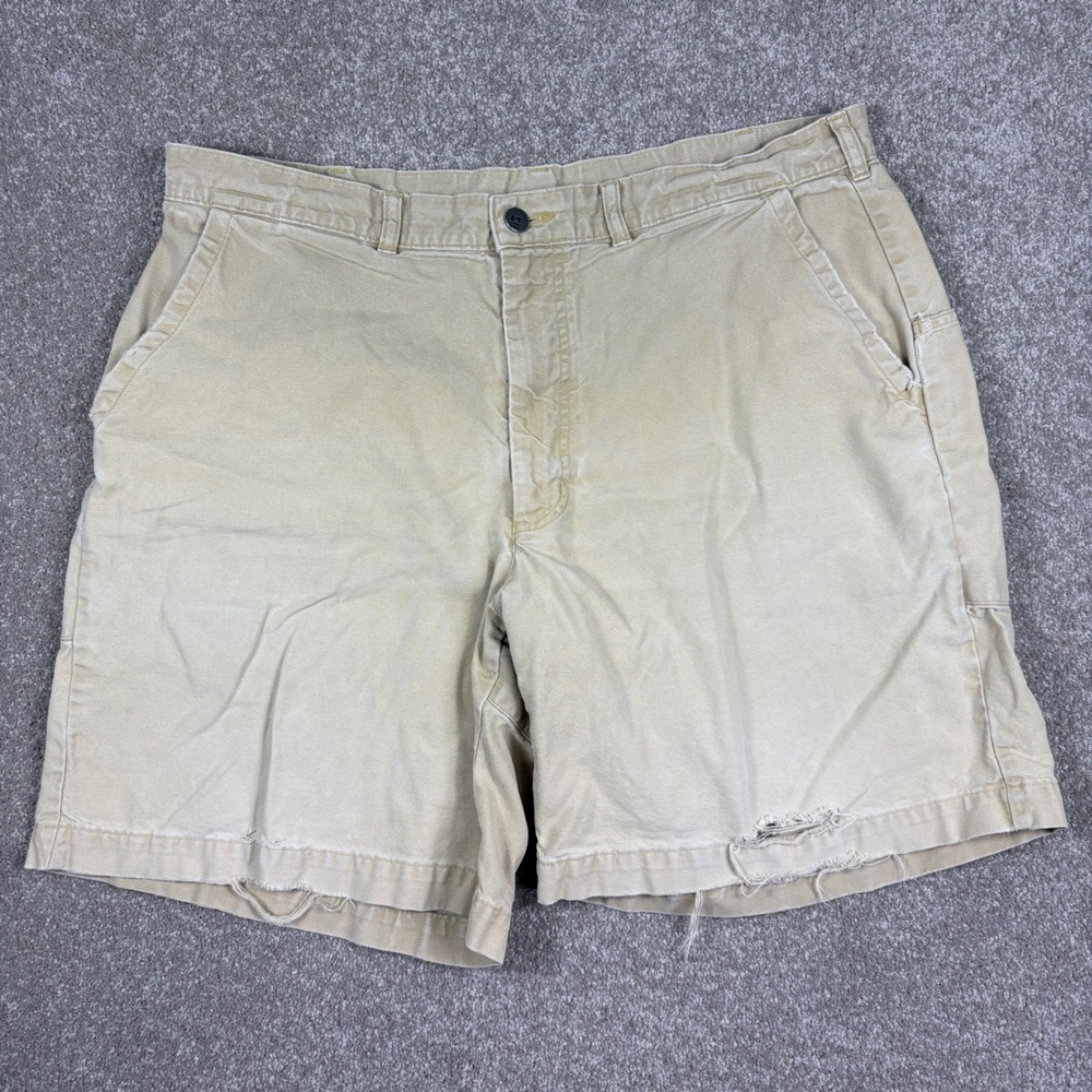 Patagonia Mens Tan Organic Cotton Canvas Shorts Size 38 Distressed 8 Inch Inseam